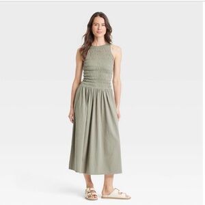 Women's Smocked Knit Maxi a-Line Dress